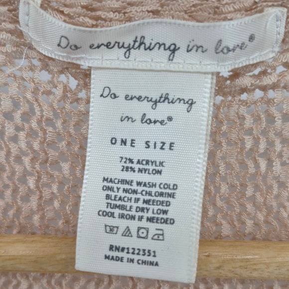 Do Everything In Love Beige Knit Fringe Vest One Size Duster Cardigan Boho Indie - Picture 5 of 10